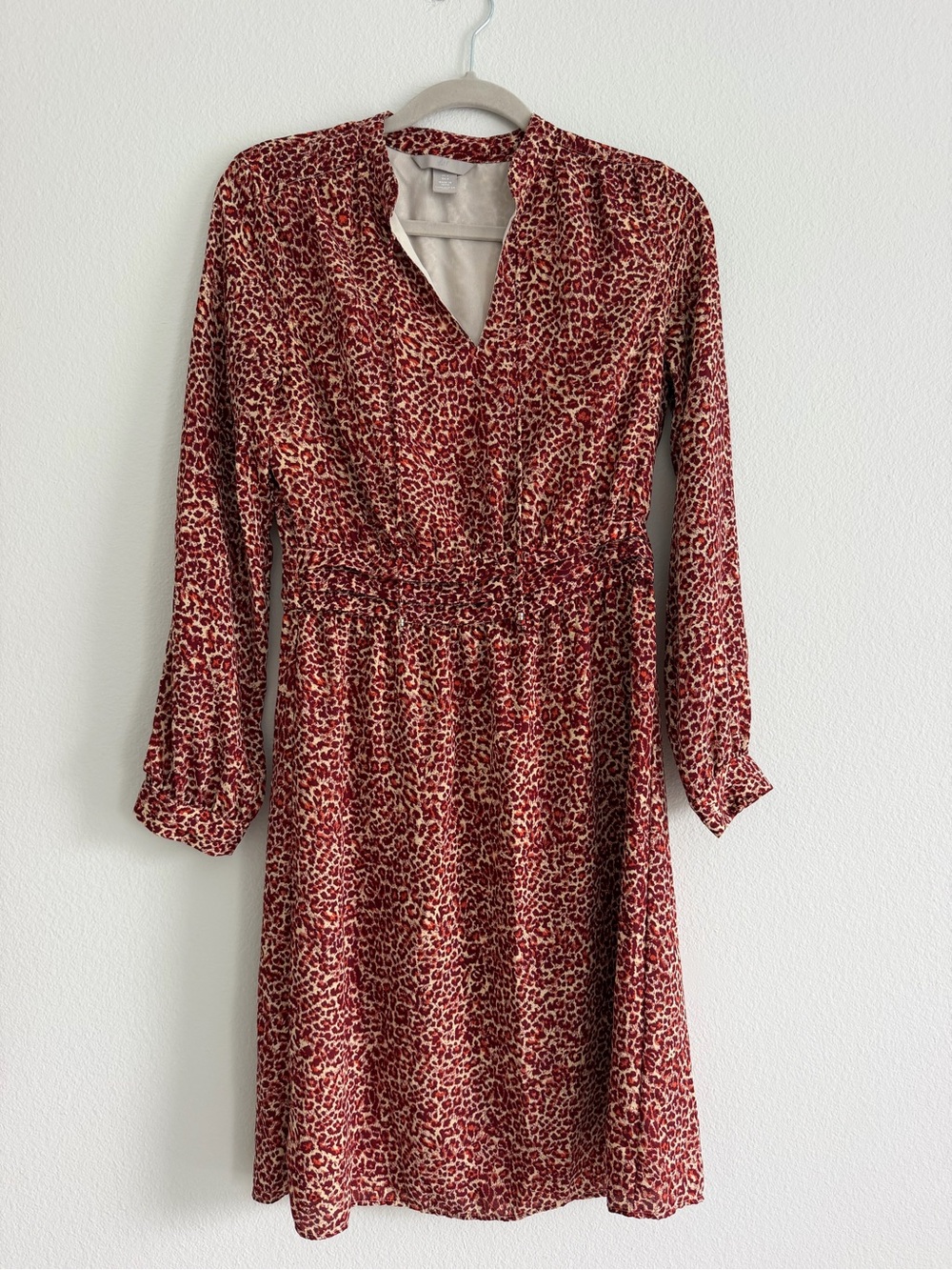 H&M Red Leopard Print Long Sleeve Dress
